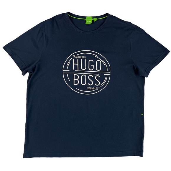 Hugo Boss Regular Fit Men Navy Blue Short Sleeve Crewneck Shirt Size XL - Picture 1 of 7